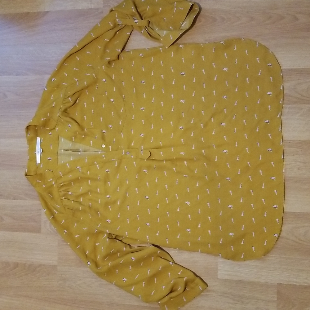 Fun 2 fun yellow raccoon print pull over long sleeve blouse tunic dress 1XL